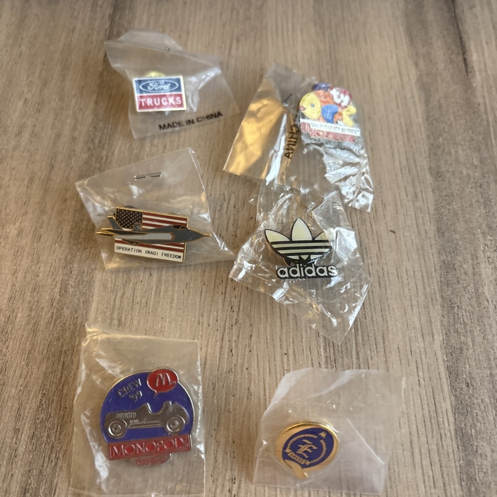 Lot of 6 Vtg 90s McDonald's Adidas Ford Trucks Monopoly Pins Mixed New
